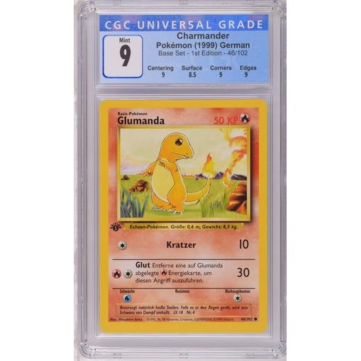 1999 Pokemon German Charmander- 1st Edition Base Set CGC 9 46/102 1999 Pokemon German Charmander- 1st Edition Base Set CGC 9 46/102