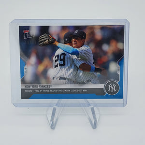 New York Yankees 3rd Triple Play - 2021 MLB TOPPS NOW #391 - Blue Parallel 18/49