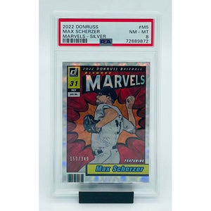 2022 Panini Donruss Baseball Max Scherzer Marvels-Silver PSA 8