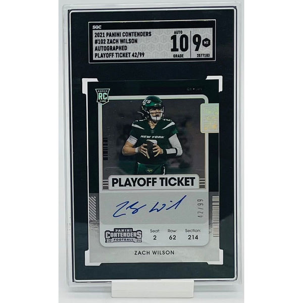 2021 Panini Contenders Football Zach Wilson Autographed Playoff Ticket PSA 9