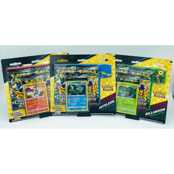 Pokemon TCG Crown Zenith Pin Collection Set of 3, Factory Sealed