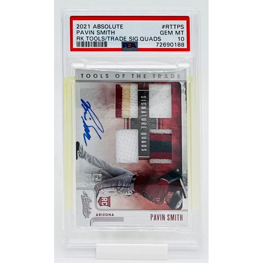 2021 Panini Absolute Baseball Pavin Smith RK.Tools/Trade Sig. Quads PSA 10