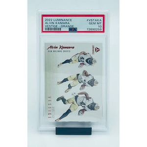 2022 Panini Luminance Football Alvin Kamara Vestige - Orange PSA 10