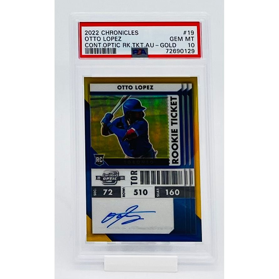 2022 Panini Chronicles Baseball Otto Lopez Cont.Optic.Rk.TKT.Au-Gold PSA 10