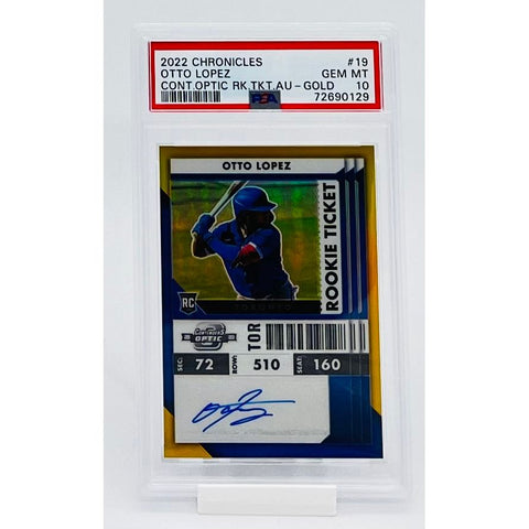 2022 Panini Chronicles Baseball Otto Lopez Cont.Optic.Rk.TKT.Au-Gold PSA 10
