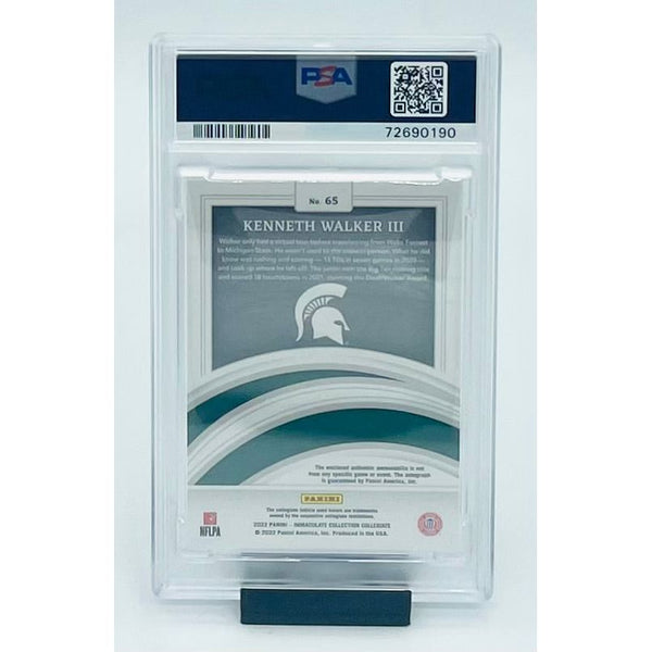 2022 Panini Immaculate Collegiate Football Kenneth Walker III Patch Autograph- Ruby- RC PSA 9