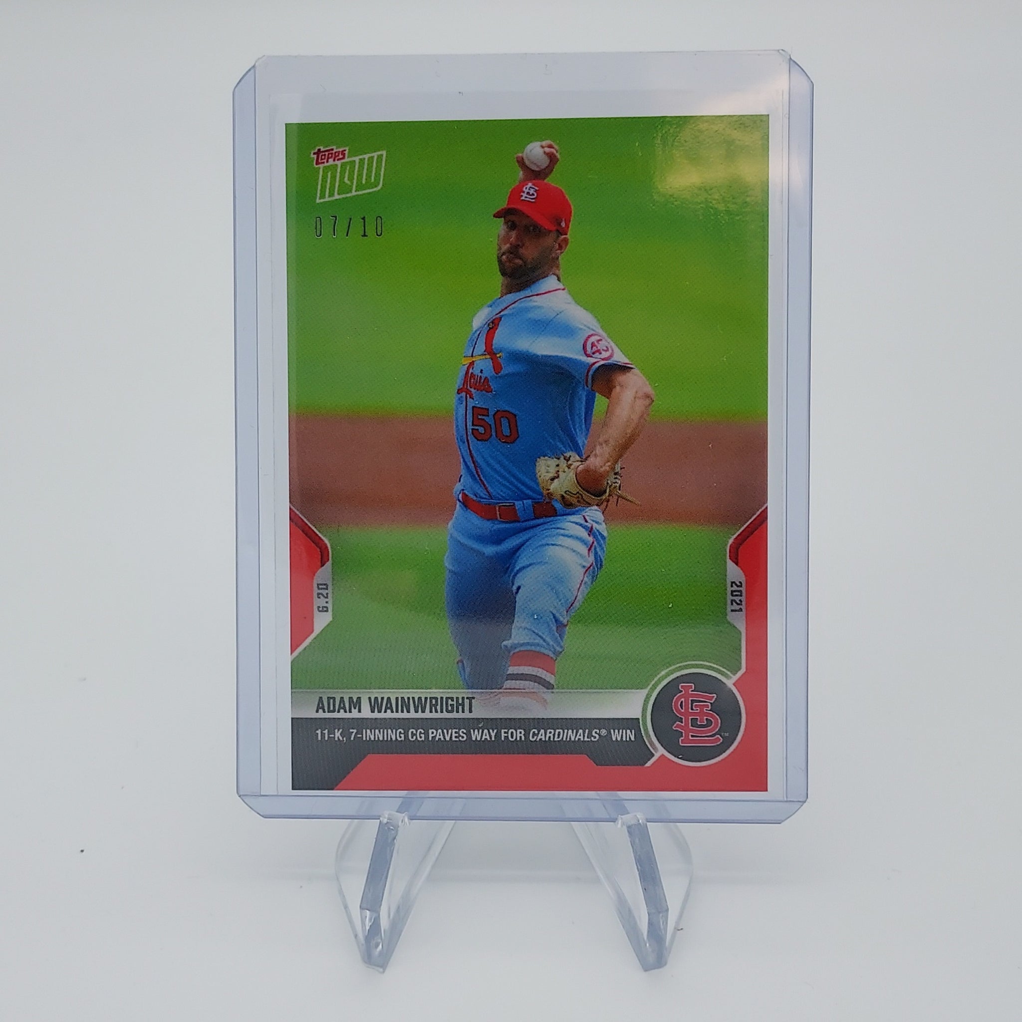 Adam Wainwright 11 K and W - 2021 MLB TOPPS NOW Card 392 - Red Parallel #7/10