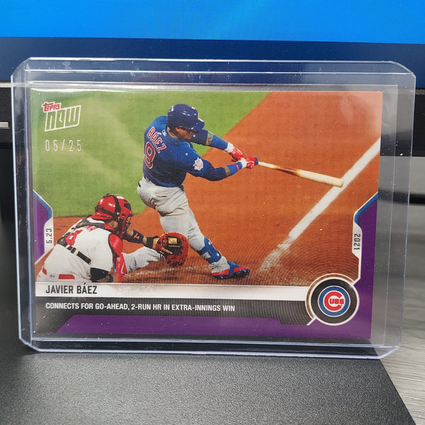 Javier Baez 2 Run Home Run - 2021 MLB TOPPS NOW Card 266 - Purple Parallel #5/25