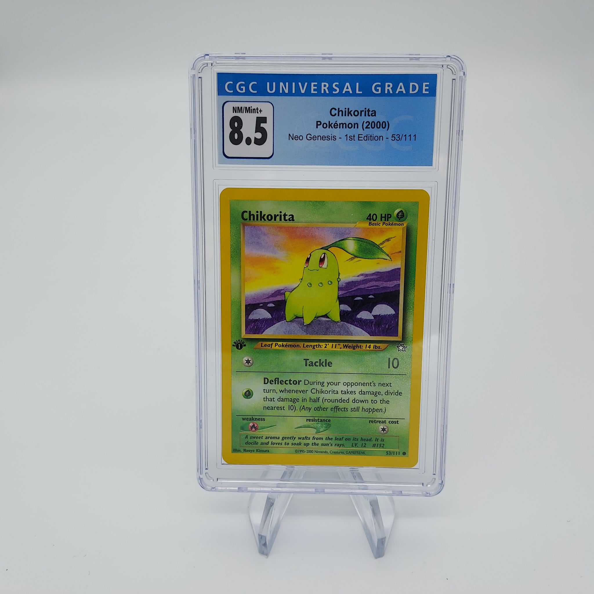 Pokemon Chikorita - Neo Genesis 1st Edition - 53/111 Graded CGC - NM/Mint+ 8.5
