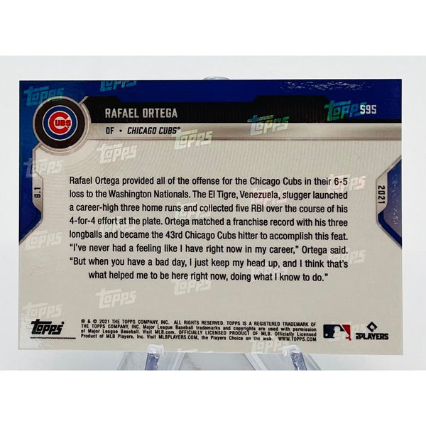 Rafael Ortega 3 Home Run Game 2021 MLB TOPPS NOW Card #595 Red Parallel 04/10