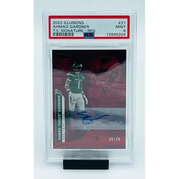 2022 Panini Illusions Football Ahmad Gardner T/C Signature- Red- RC PSA 9