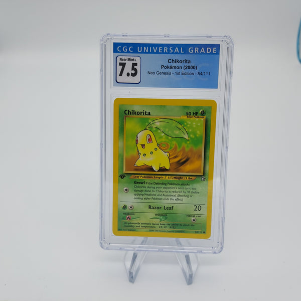 Pokemon Chikorita - Neo Genesis - 1st Edition 54/111 Graded CGC - Near Mint+ 7.5