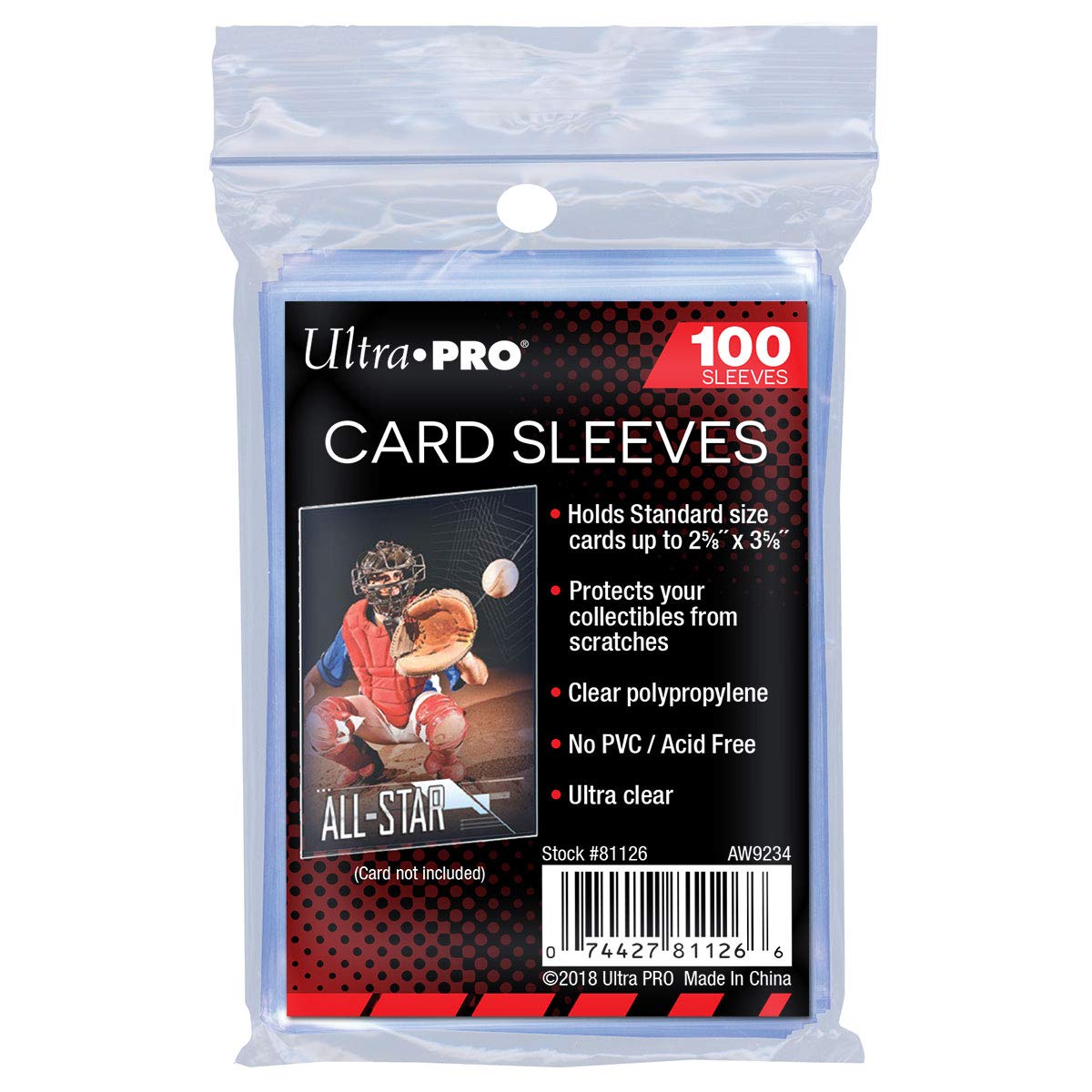 Ultra Pro Soft Card Sleeves 2-5/8" X 3-5/8", Ultra Clear, (100 Count)