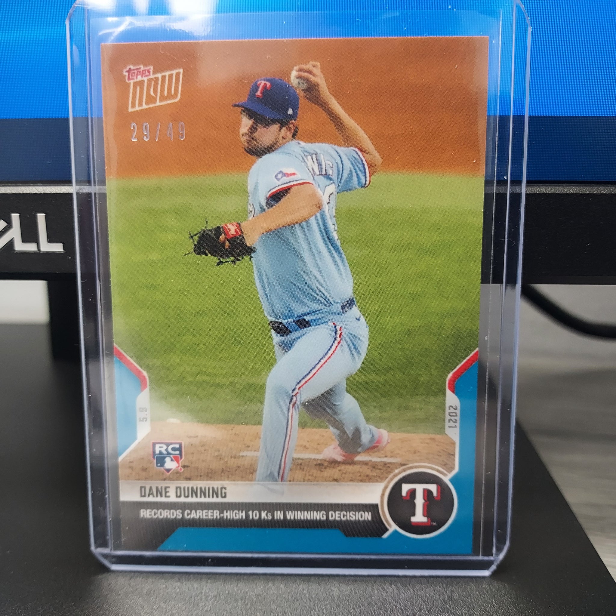 Dane Dunning Career High 10 K's-2021 MLB TOPPS NOW Card 194-Blue Parallel #29/49