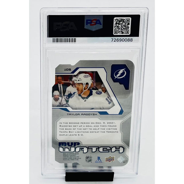 2021 Upper Deck MVP Watch Hockey Taylor Raddysh Colors and Contours PSA 8