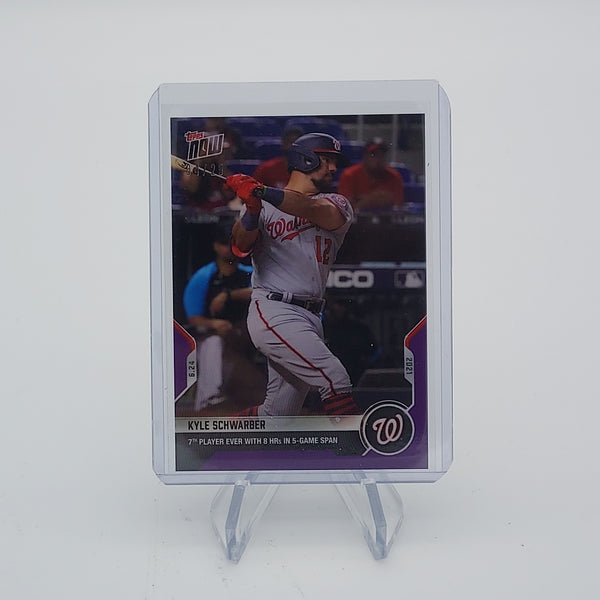 Kyle Schwarber 8 HR's/5 Games-2021 MLB TOPPS NOW Card 408 -Purple Parallel #4/25
