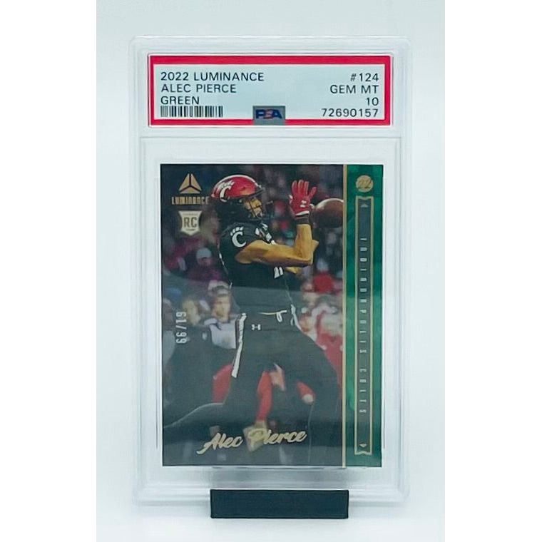 2022 Panini Luminance Football Alec Pierce Green- RC PSA 10