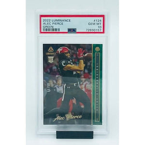 2022 Panini Luminance Football Alec Pierce Green- RC PSA 10