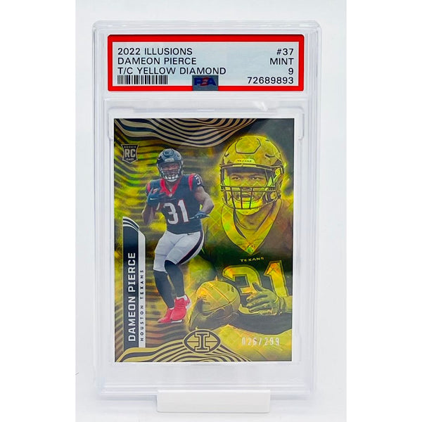 2022 Panini Illusions Football Dameon Pierce T/C Yellow Diamond PSA 9