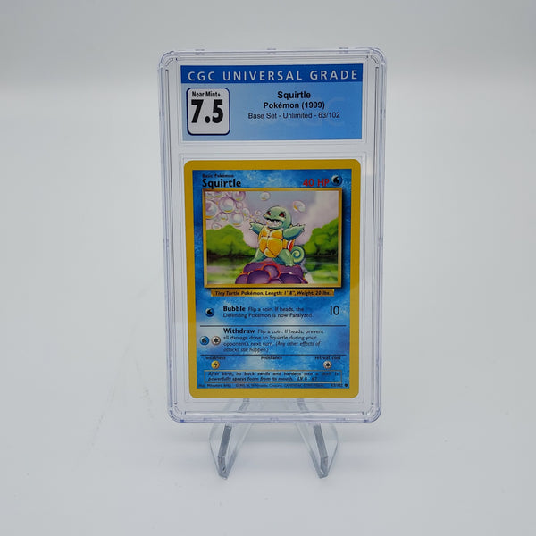 Pokemon Squirtle Base Set - Unlimited 63/102 CGC Near Mint 7.5  (1999)