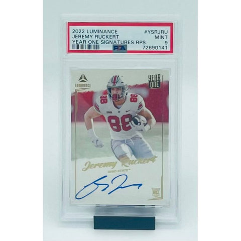 2022 Panini Luminance Football Jeremy Ruckert Year One Signatures RPS- RC PSA 9