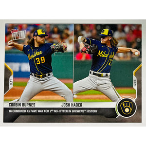 Corbin Burnes / Josh Hader No-Hitter - 2021 MLB TOPPS NOW Card 792 - PR: 2126