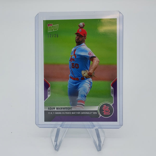 Adam Wainwright 11 K and W - 2021 MLB TOPPS NOW Card 392 - Purple Parallel 12/25
