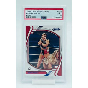 2022 Panini  Chronicles WWE WWE Ronda Rousey Absolute Blue PSA 9