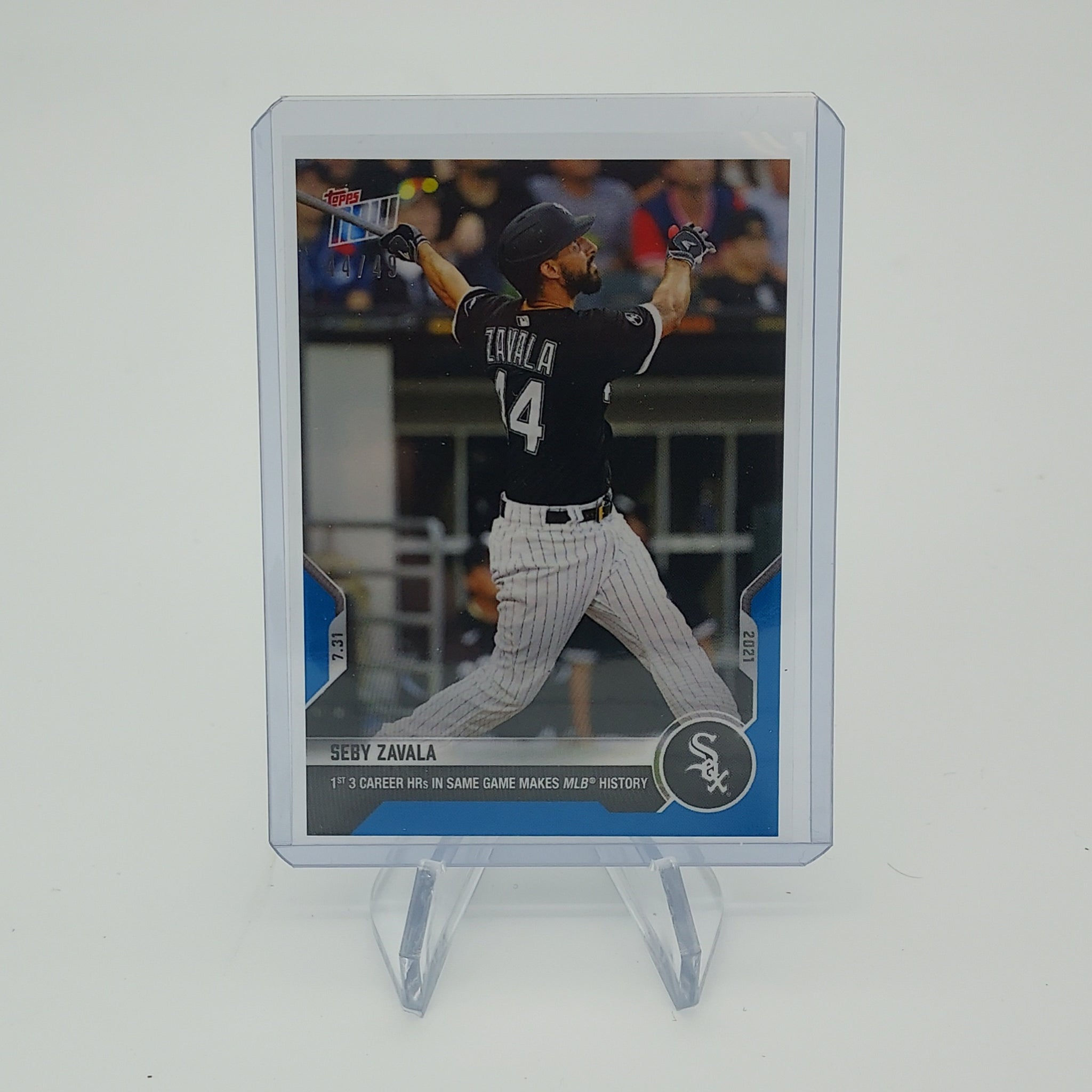 Seby Zavala - 1st 3 Career HR 2021 MLB TOPPS NOW Card 593 - Blue Parallel 44/49