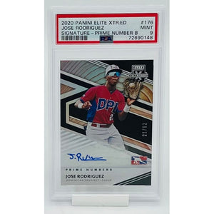 2020 Panini Elite Extra Edition Baseball Jose Rodriguez Signature-Prime Number B PSA 9