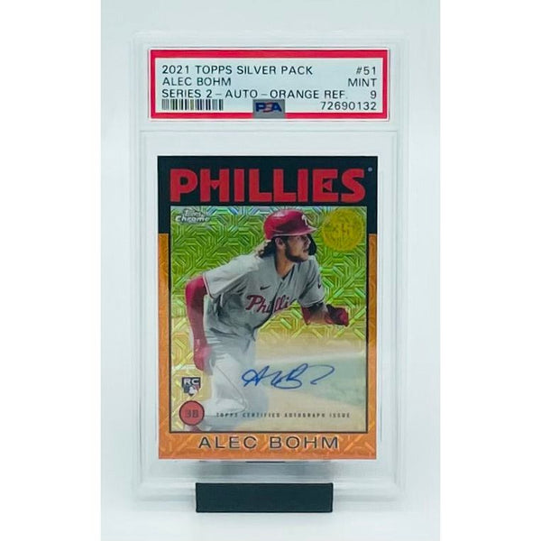 2021 Topps  Silver Pack Baseball Alec Bohm Series 2 Auto Orange Refractor- RC PSA 9