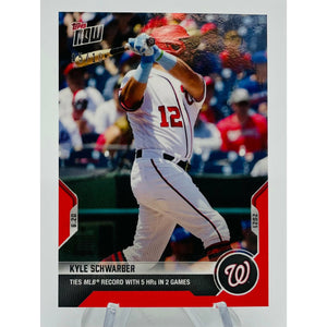 Kyle Schwarber 5 HR's/2 Games - 2021 MLB TOPPS NOW Card 390 - Red Parallel 5/10