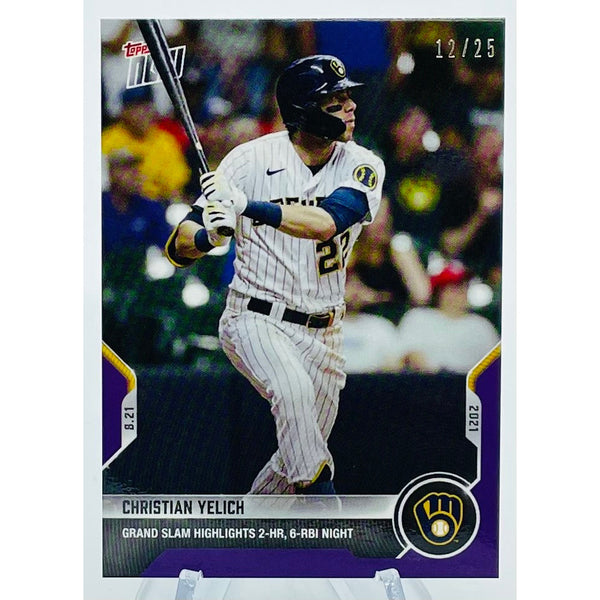 Christian Yelich Grand Slam 2021 TOPPS NOW Card #687 Purple Parallel #05/49