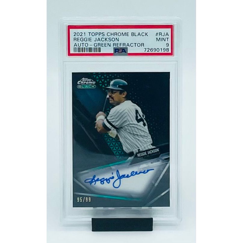 2021 Topps  Chrome Black Baseball Reggie Jackson Auto- Green Refractor PSA 9