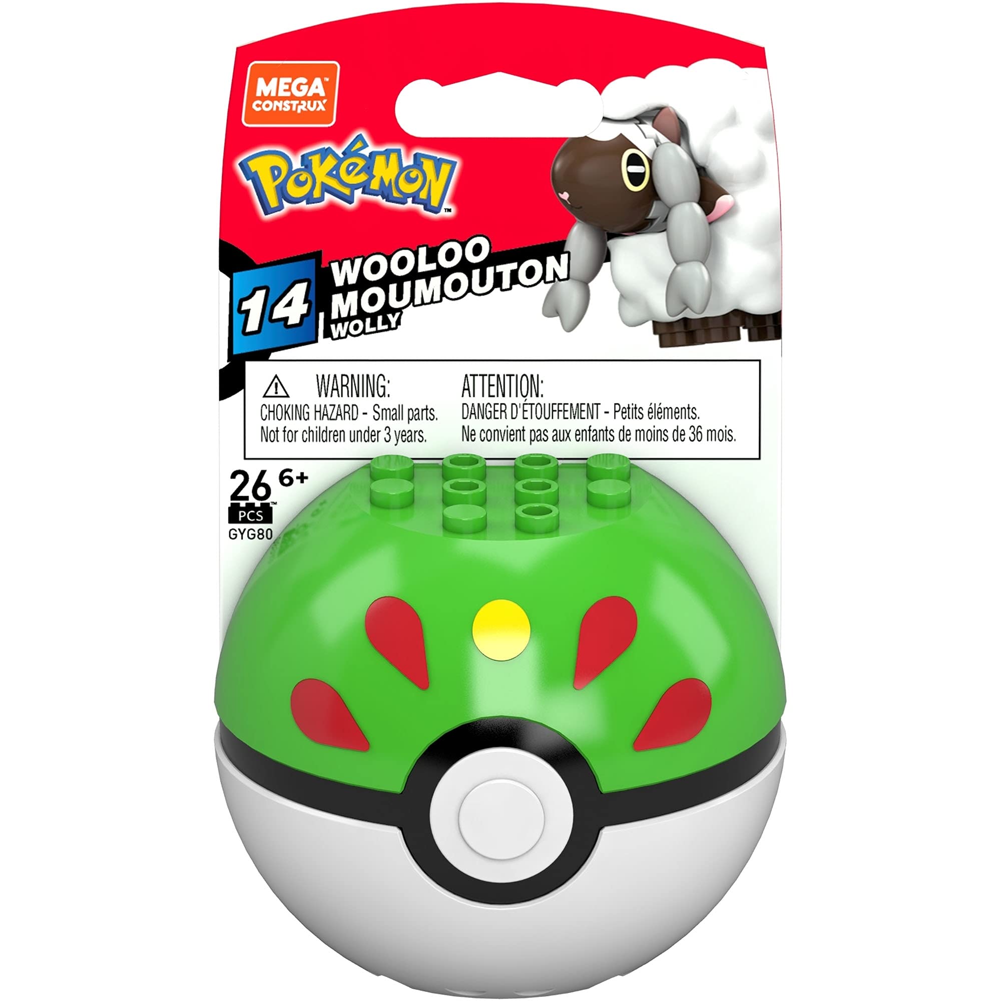 Mega Construx Pokemon Wooloo Poke Ball Building Set