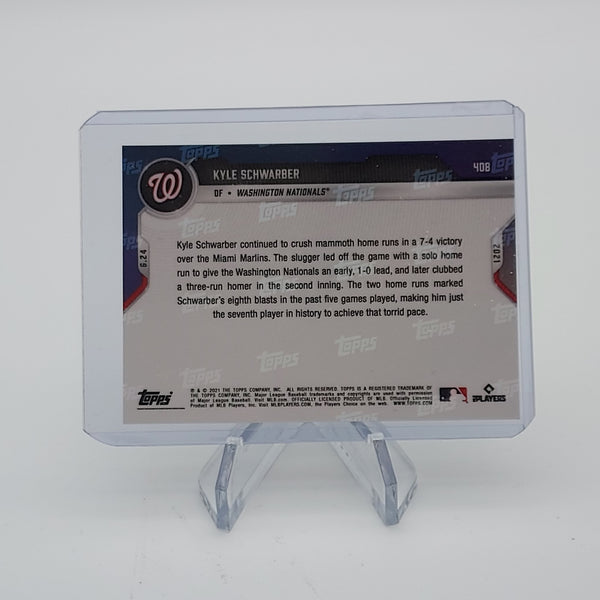 Kyle Schwarber 8 HR's/5 Games -2021 MLB TOPPS NOW Card 408 -Blue Parallel #19/49